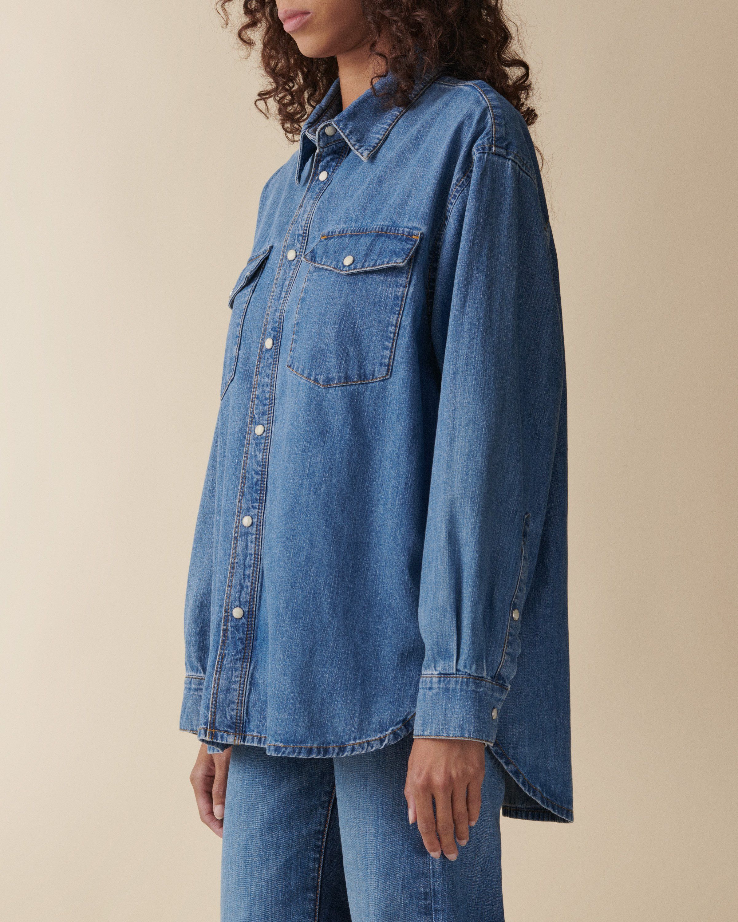 Jeanerica Women's Angela Denim Shirt Dark Blue Vintage