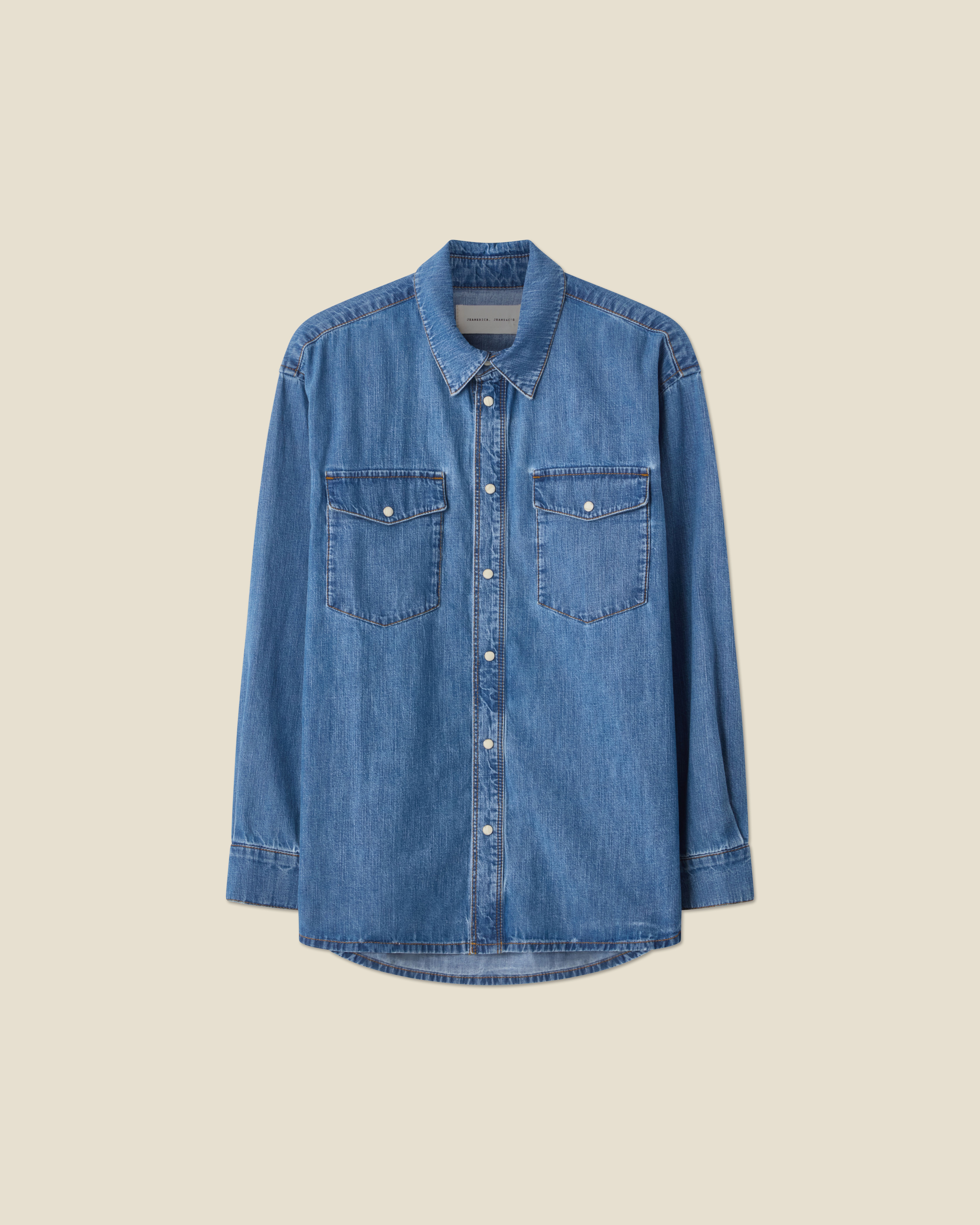 【THEAIRTOWN】Angelica Logo Denim pt Jeanerica Women's Angela Denim Shirt Dark Blue Vintage