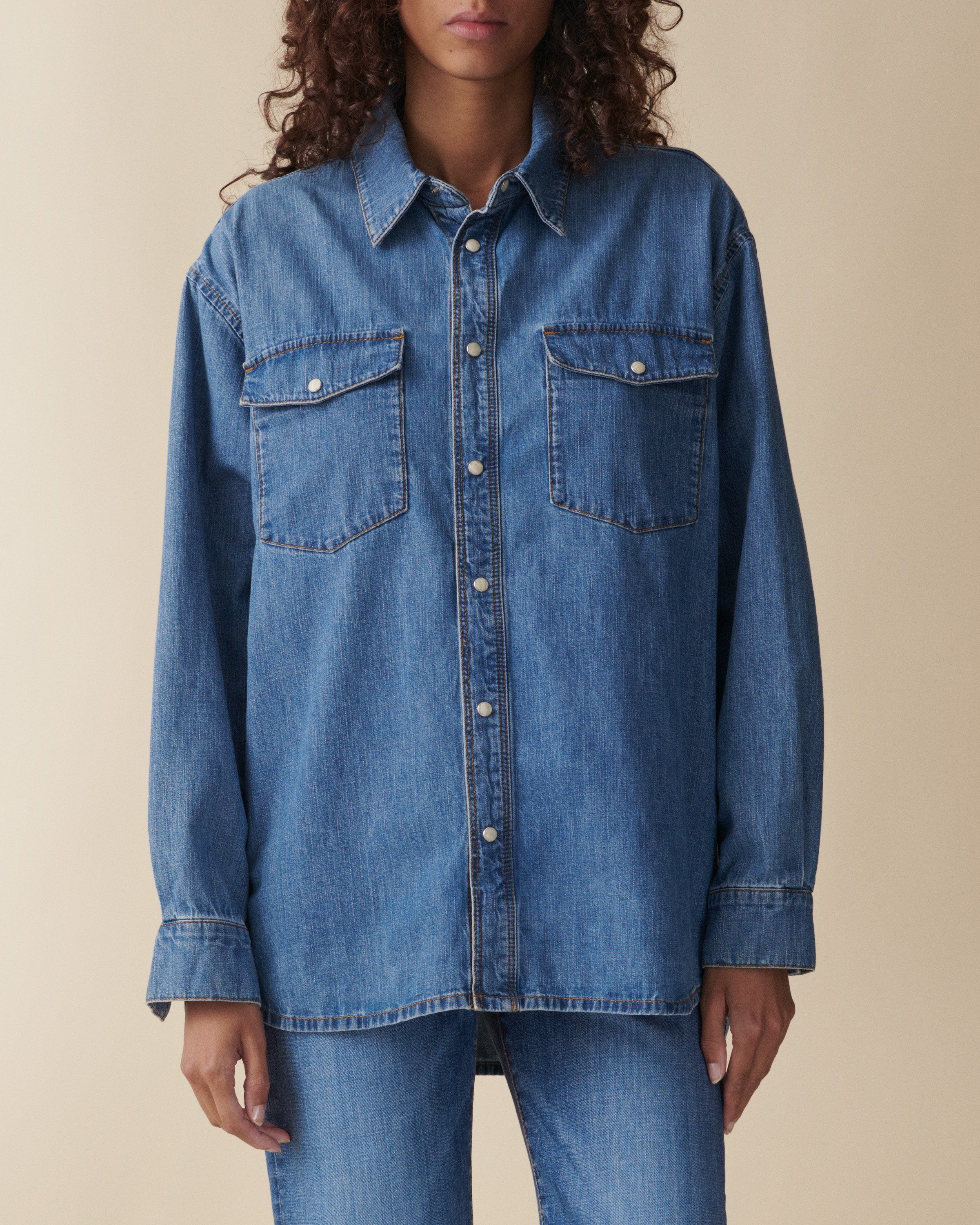 Jeanerica Women's Angela Denim Shirt Dark Blue Vintage