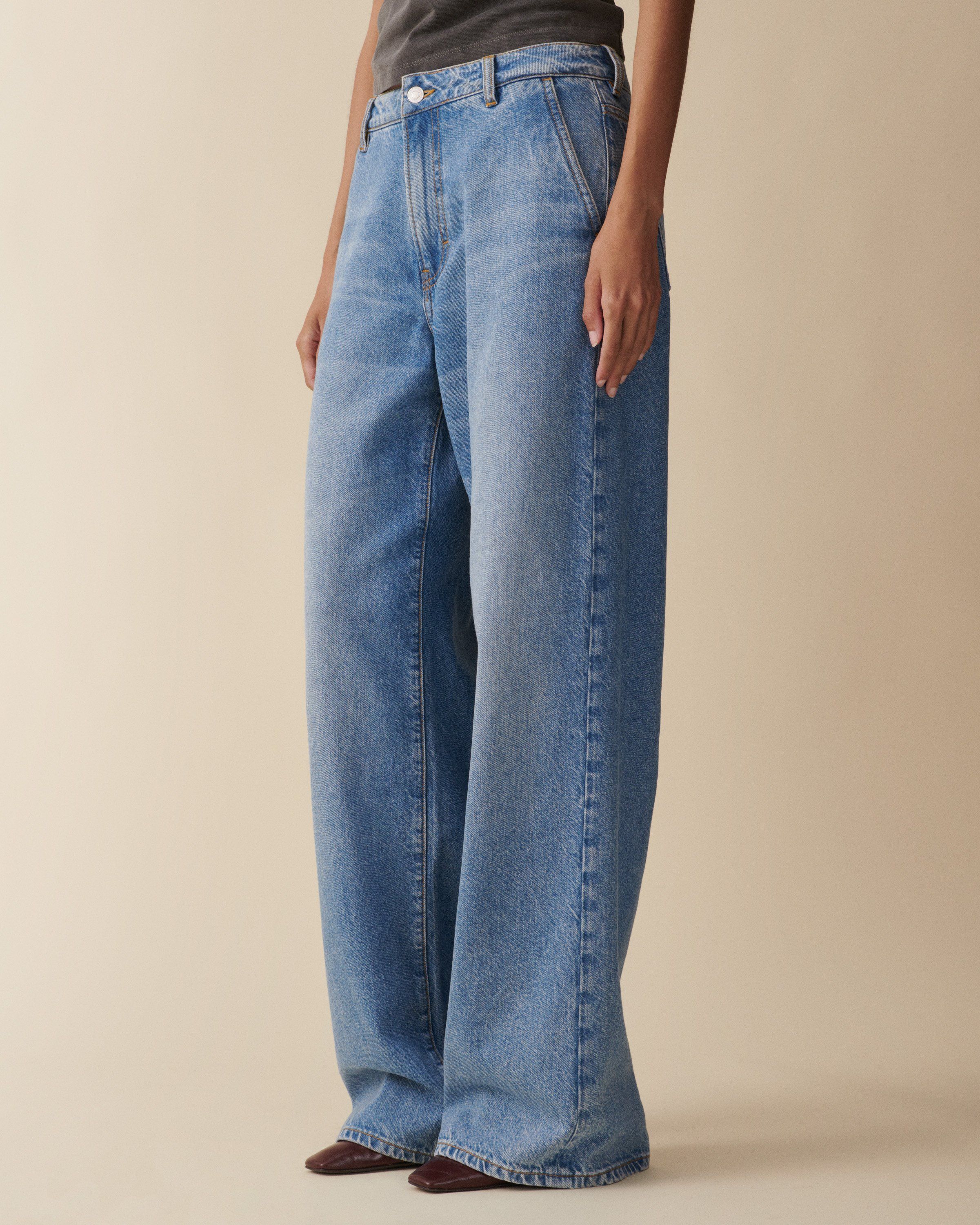 【BAON】Fita summer wide banded denim pants Wide-leg Cuffed Denim Pants | Lanvin